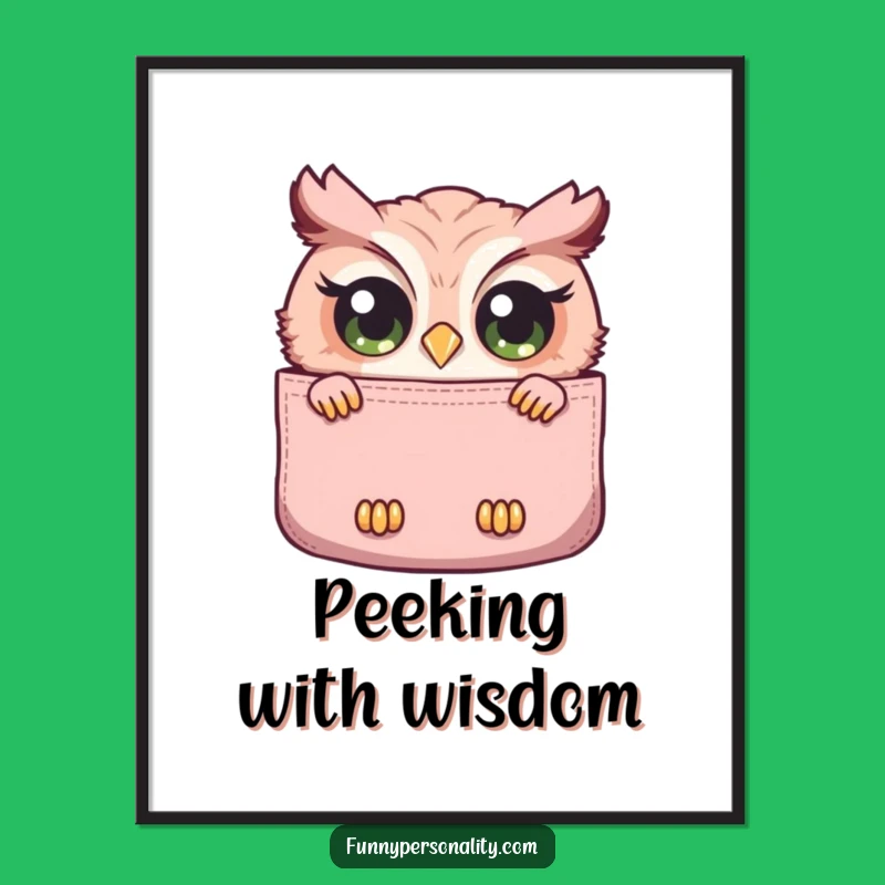 Funny Owl Pocket Poster - Curious Bird Art Funny Gift