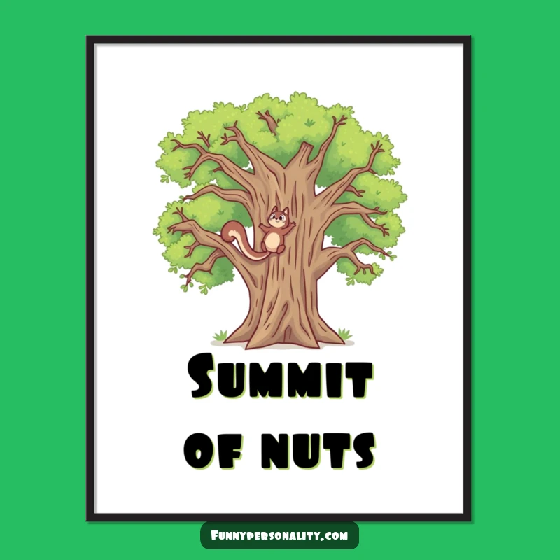 Funny Squirrel Oak Tree Poster: Hilarious Art for Ambitious Souls