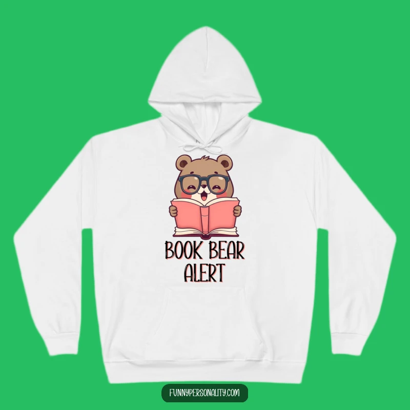 Cozy Funny Bear Reading Hoodie - Smart Scholar Bookworm Funny Gift