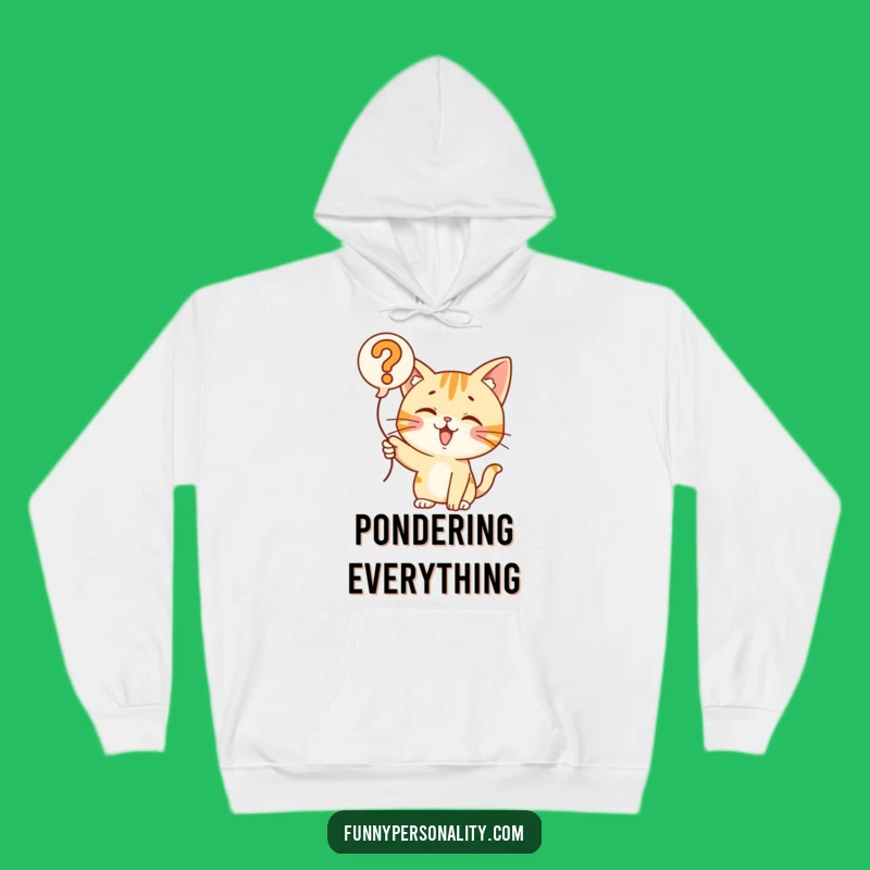 Cozy Funny Cat Question Balloon Hoodie: Warmth for Your Worries!