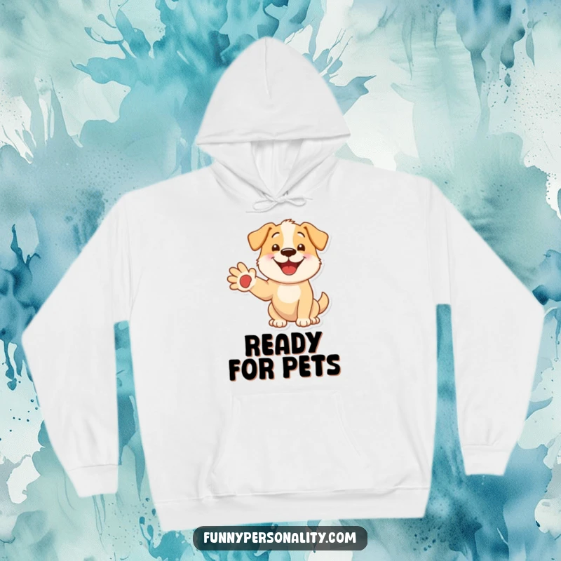 Funny dog hoodie featuring a smiling dog extending its paw, conveying a message of friendship and warmth, perfect for chilly days.