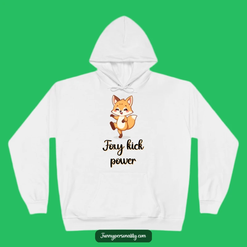 Funny Fox Cub Leg Kick Hoodie: Cozy & Energetic Animal Gift