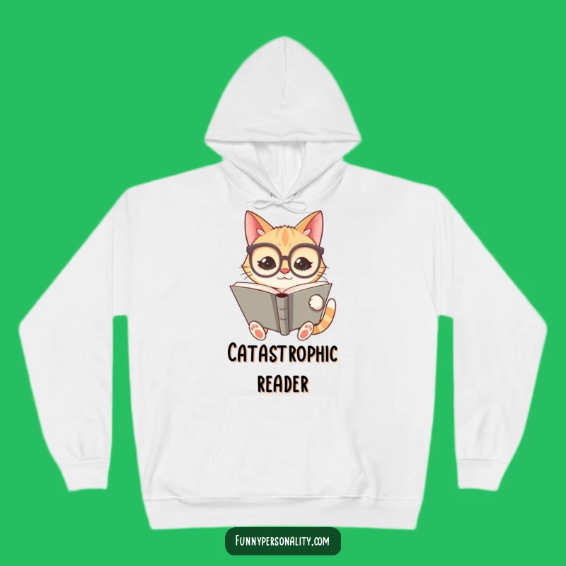 Funny Cat Hoodie - Silly Reader Cat with Glasses, Warm and Hilarious Gift