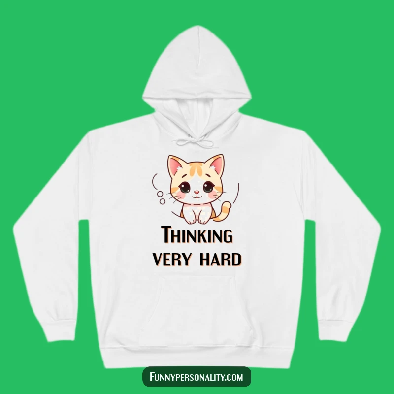 Funny Curious Cat Hoodie: Cozy Top with Pondering Kitty in Thought Bubble, Great Funny Gift