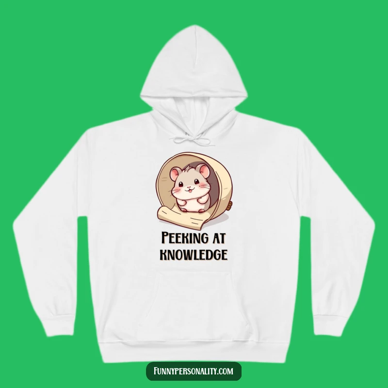 Funny Curious Hamster Hoodie: Cozy Scroll Peek, Ultimate Funny Gift