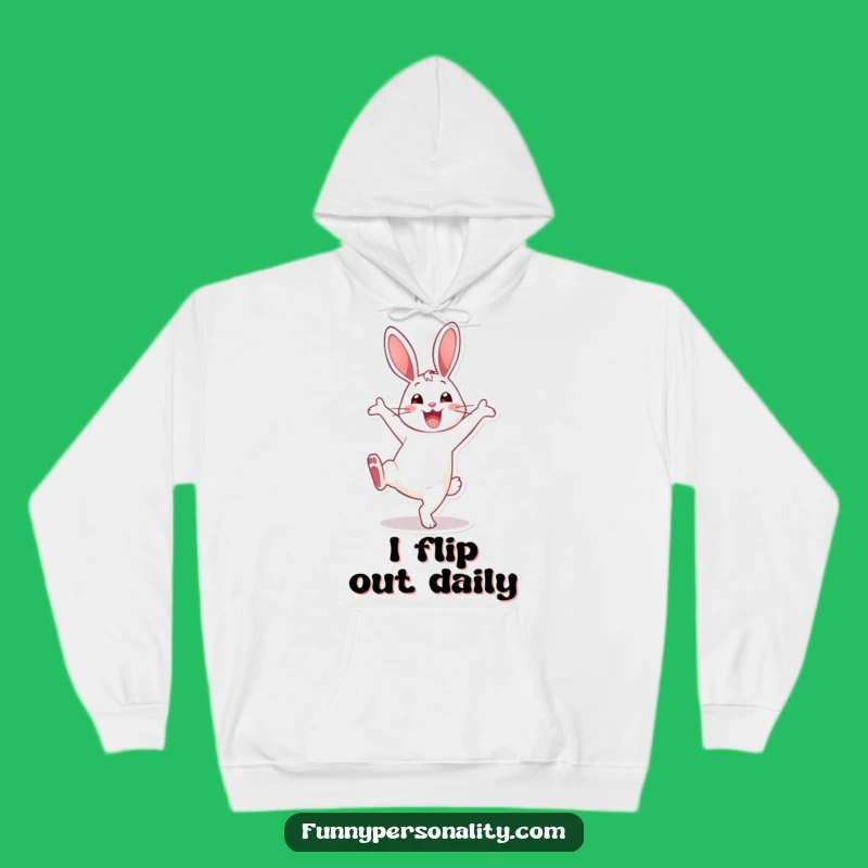 Funny Rabbit Cartwheel Hoodie: Cozy Smiling Character Sweatshirt, Great Funny Gift