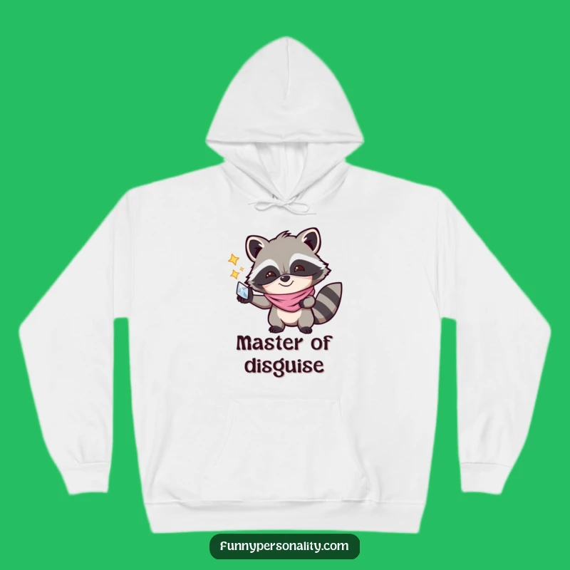 Funny Raccoon Mask Hoodie - Cozy Joyful Treasure Hunter Sweatshirt