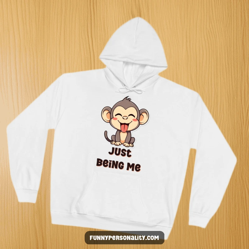 Funny Hoodie: A silly monkey making a funny face with its tongue out, offering cozy comfort and a dose of playful mischief.