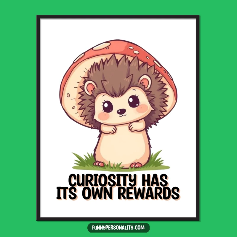 Free Printable Hedgehog Wall Art: Funny Mushroom Peek Downloadable Decor