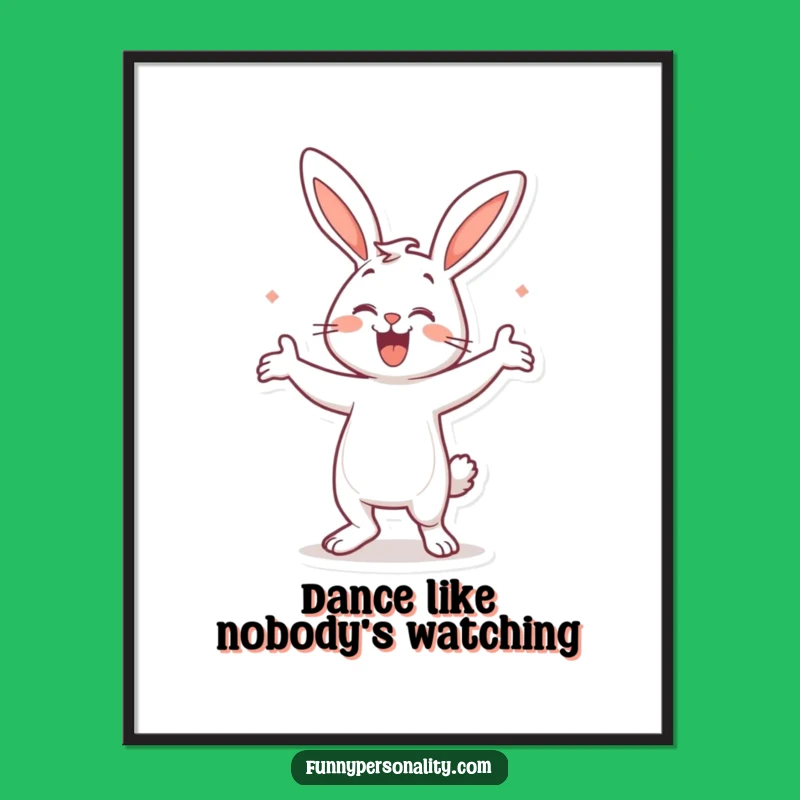 Funny Free Printable Wall Art: Bunny Dance, Whimsical Downloadable Decor