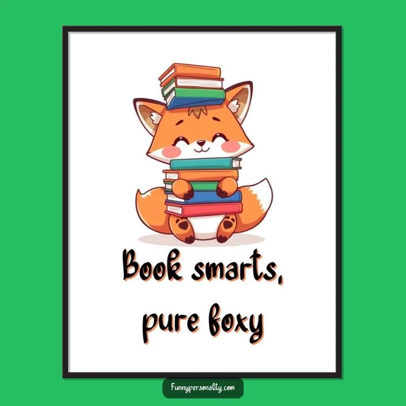 Free Printable Funny Fox Balancing Books Art - Clever Downloadable Decor