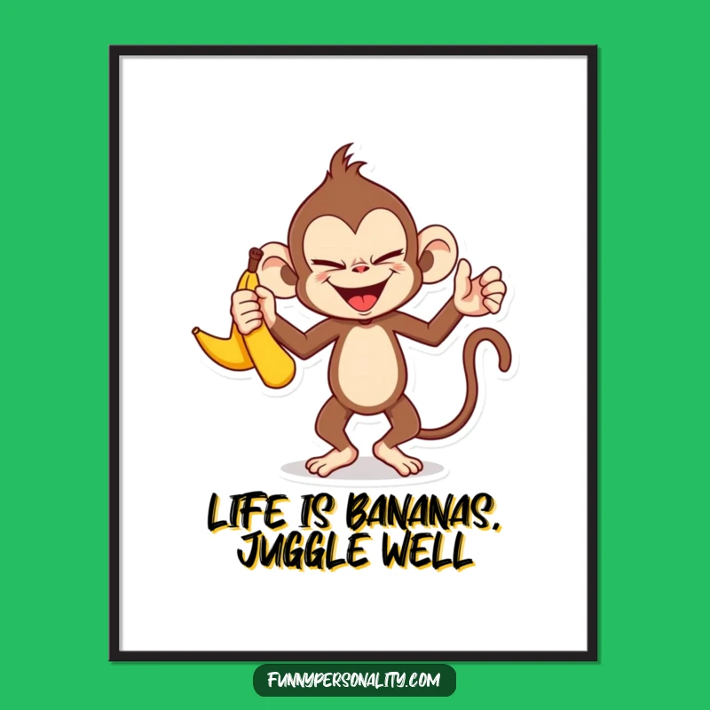Free Printable Funny Monkey Juggling Art - Sly Smile Downloadable Decor