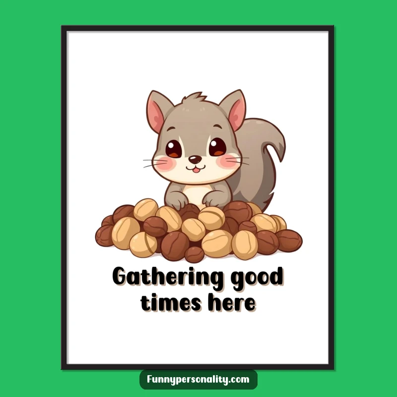 Free Printable Wall Art: Curious Squirrel Nuts, Funny Downloadable Decor for Nature Lovers