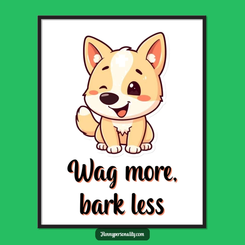 Funny Free Printable Dog Wall Art: Wagging Tail Charm, Humorous Downloadable Decor