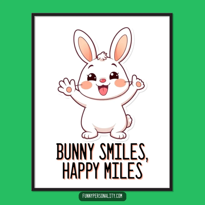 Funny Free Printable Wall Art: Cheerful Bunny Waves, Downloadable Happy Decor
