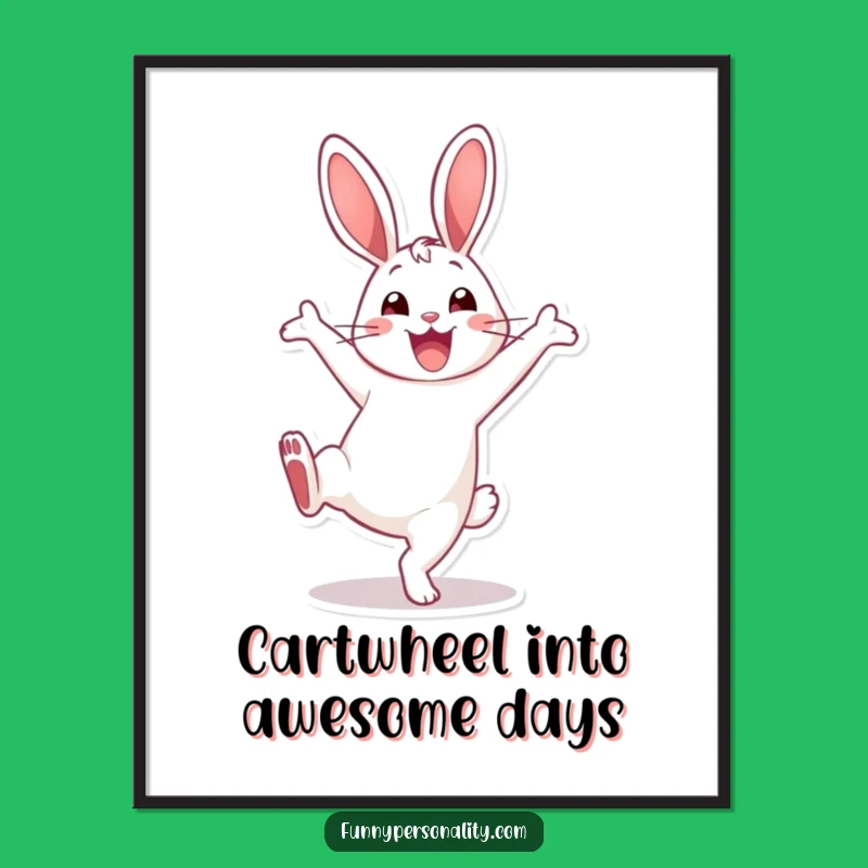 Funny Free Printable Wall Art: Energetic Rabbit Cartwheel Downloadable Decor for Joyful Spaces