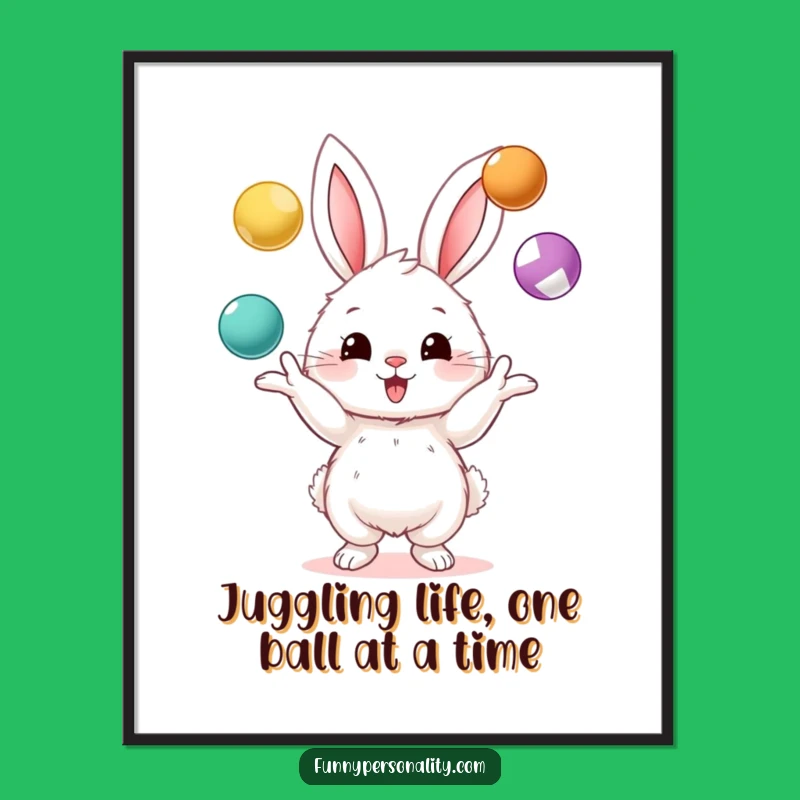 Funny Free Printable Wall Art: Juggling Bunny Decor, Whimsical Downloadable Art for Home