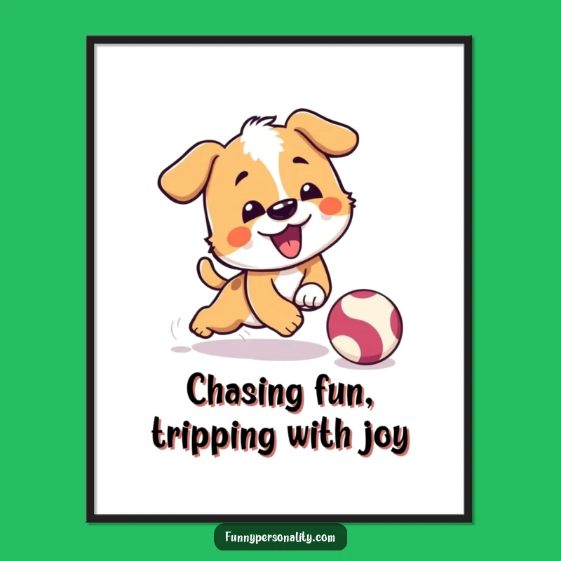 Funny Free Printable Wall Art: Playful Dog Tripping for Quirky Room Decor