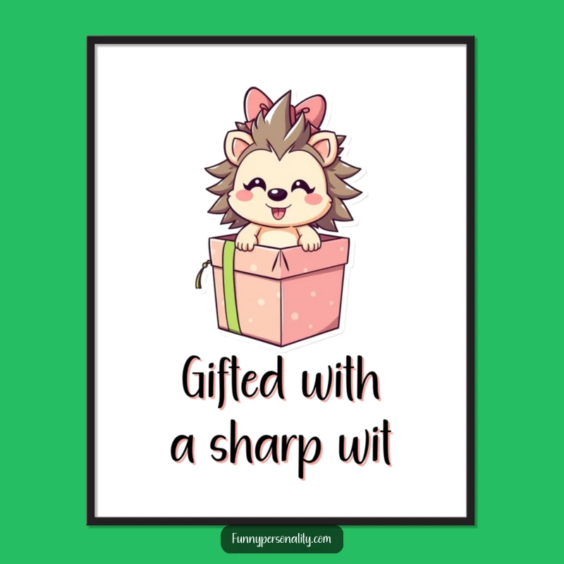Free Printable Wall Art: Hedgehog Gift Burst, Hilarious Downloadable Decor!