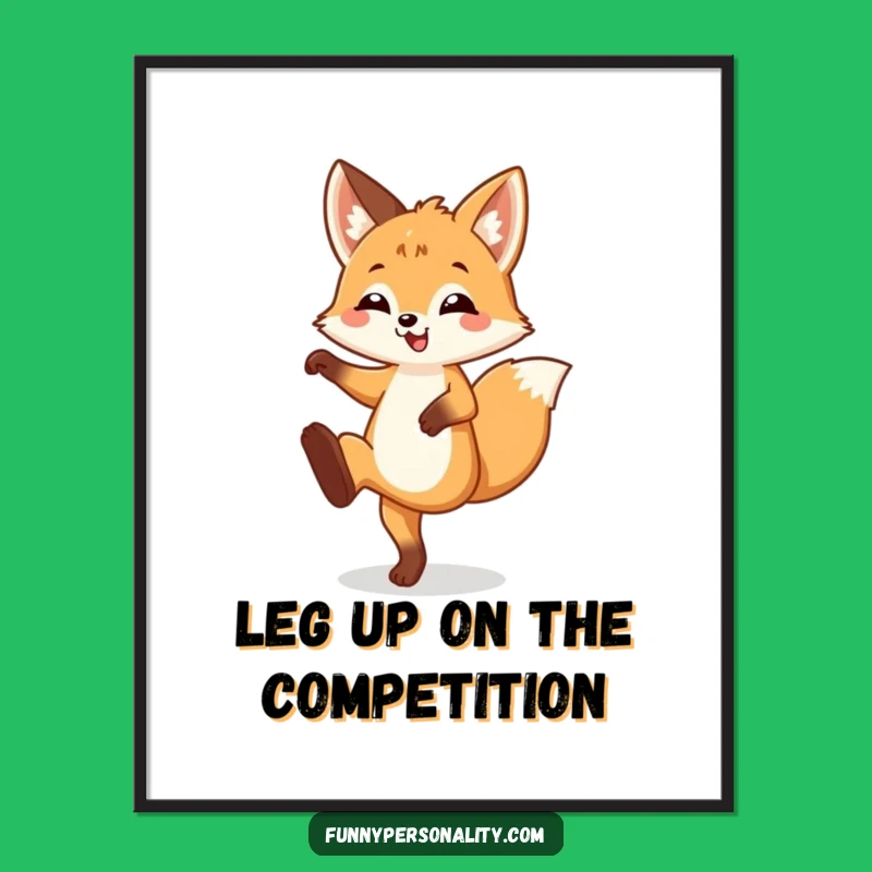 Free Printable Wall Art: Happy Fox Cub Kick - Funny Downloadable Art for Playful Decor