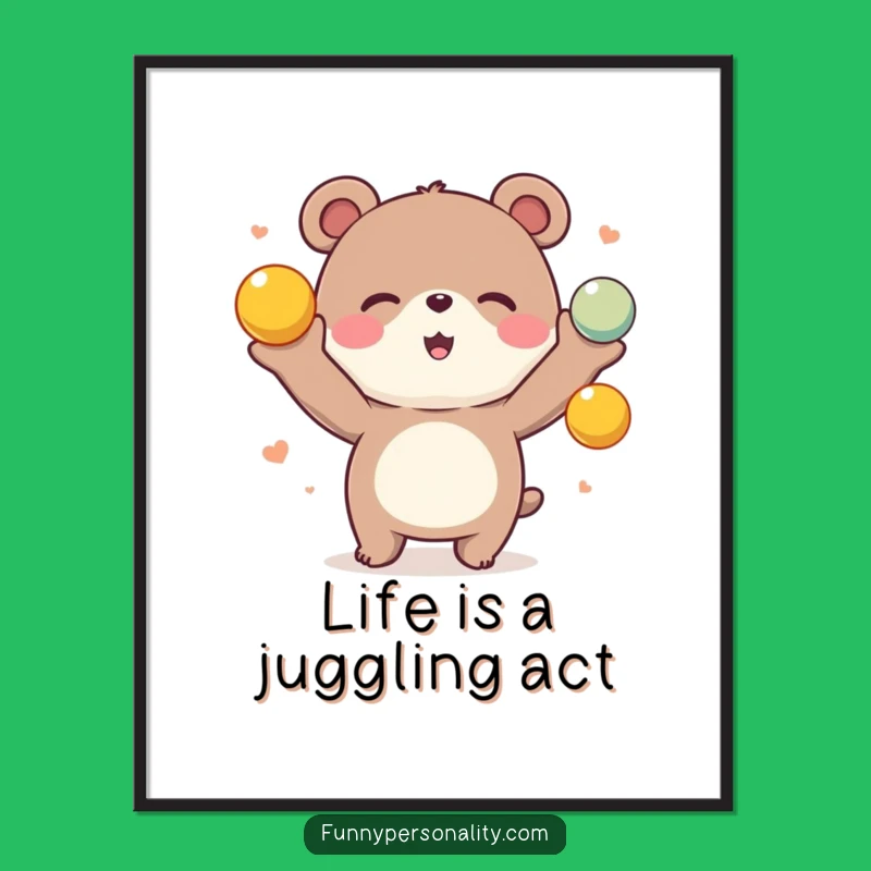 Free Printable Wall Art: Joyful Bear Juggling Colorful Balls
