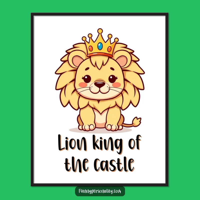 Funny Free Printable Wall Art: Proud Lion with Crown Downloadable Art