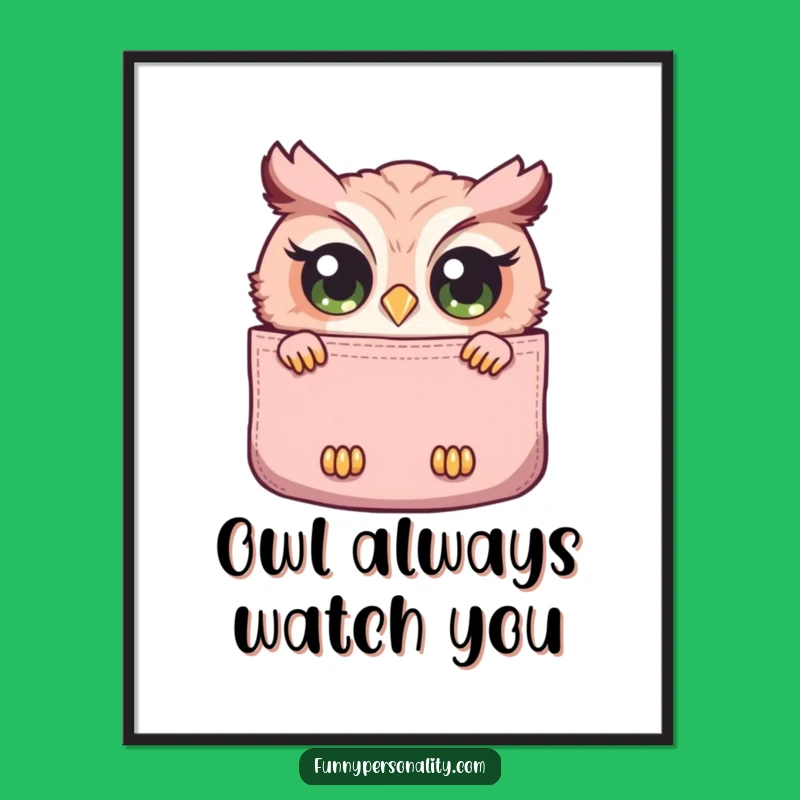 Funny Free Printable Wall Art: Curious Owl Peeking - Downloadable Art