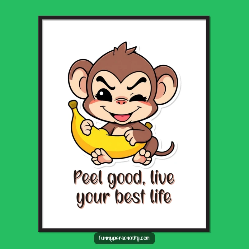 Free Printable Monkey Art: Banana Balance Design for Downloadable Playful Wall Decor