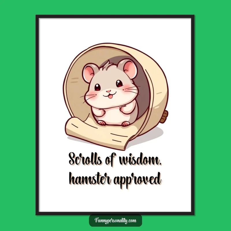 Free Printable Hamster Art: Scroll Surprise Design for Downloadable Quirky Wall Decor