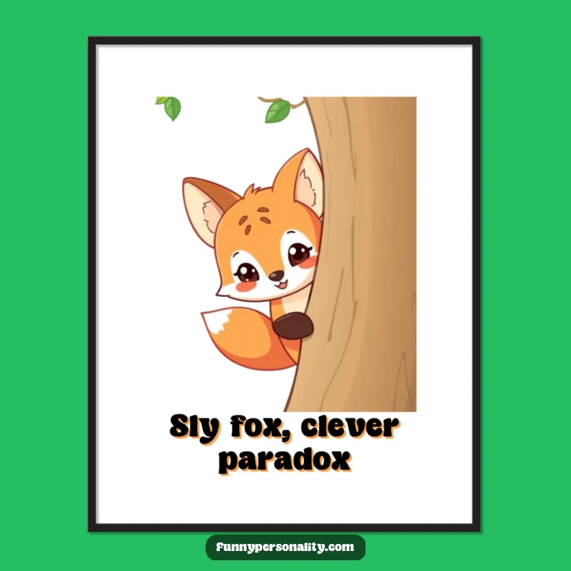 Funny Free Printable Wall Art: Mischievous Fox Peeks, Downloadable Quirky Decor