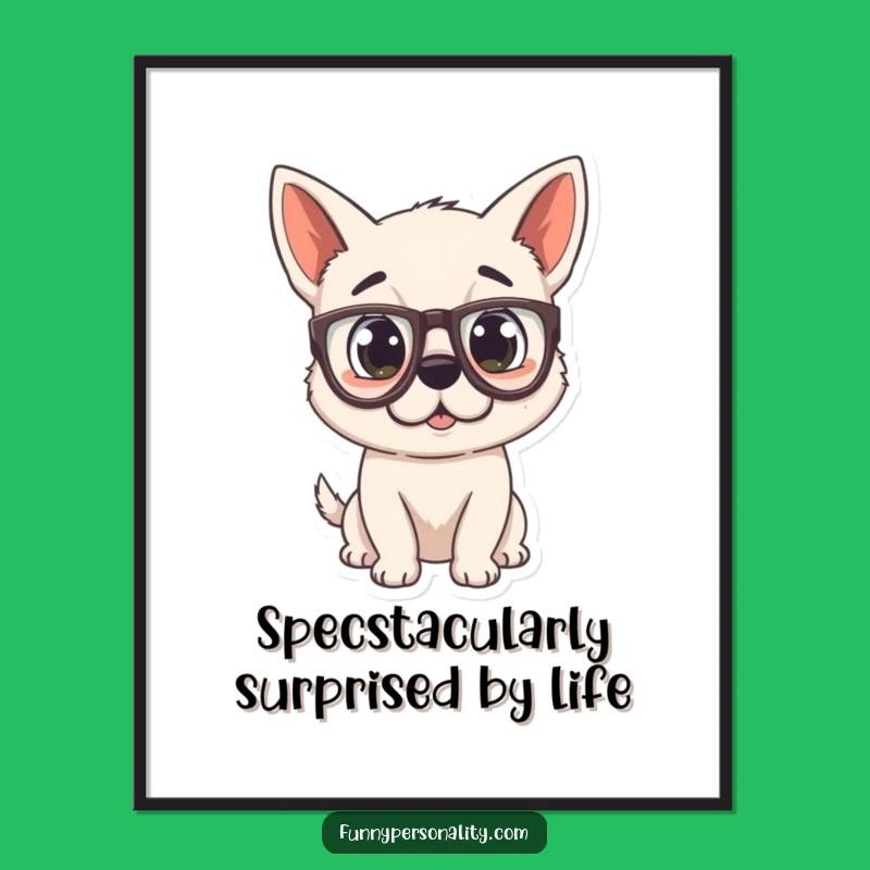 Free Printable Wall Art: Funny Surprised Dog w/ Glasses, Downloadable Quirky Decor