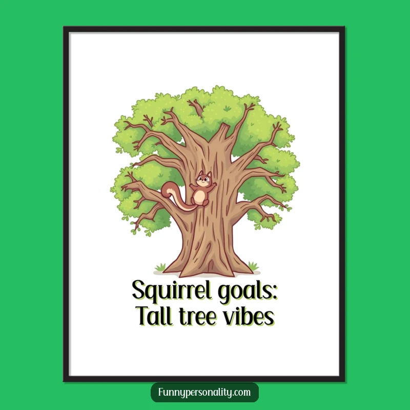 Funny Free Printable Wall Art: Determined Squirrel Climbing Downloadable Art