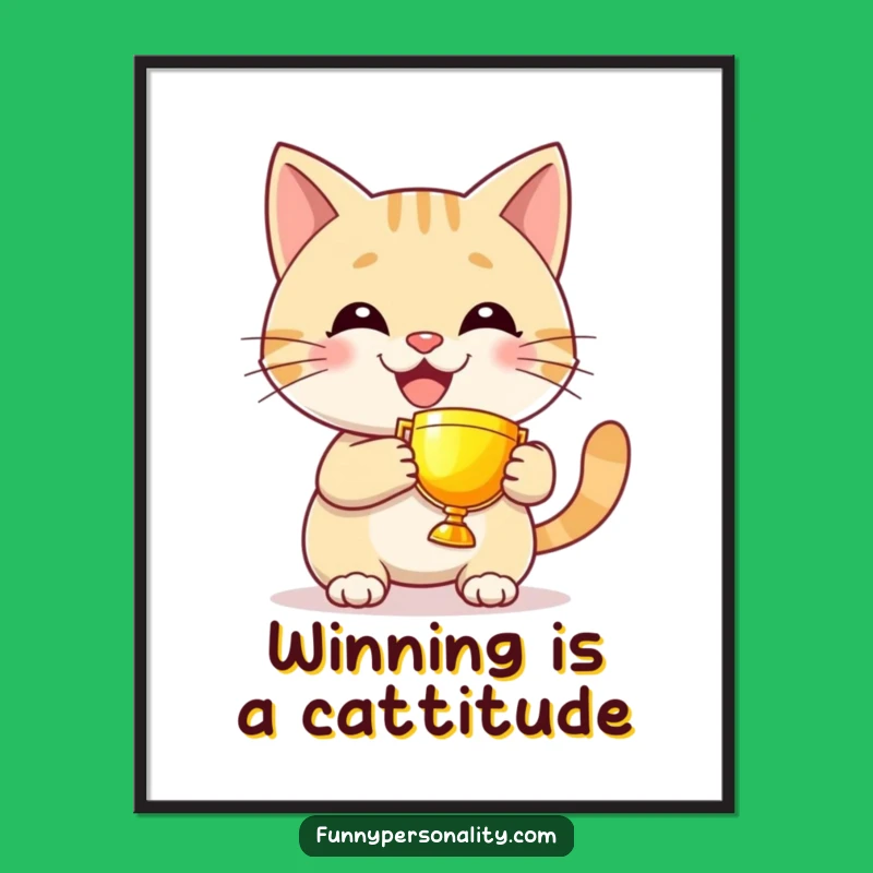Free Printable Wall Art: Cat's Trophy Champ Whimsical Downloadable Decor