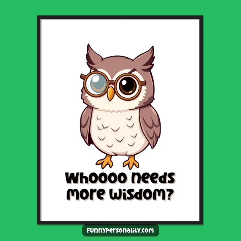 Wise Free Printable Owl Art - Scholarly Monocle Downloadable Poster