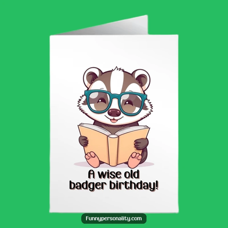 Free Printable Funny Badger Birthday Card - Bookworm Scholar Downloadable