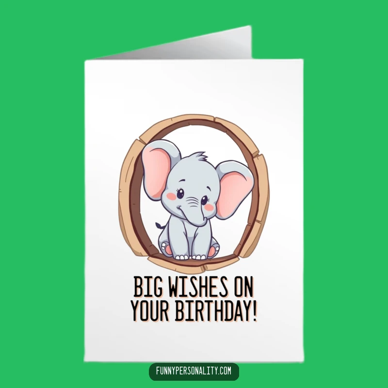 Free Printable Birthday Card: Curious Elephant Peeking, Perfect Downloadable Surprise!