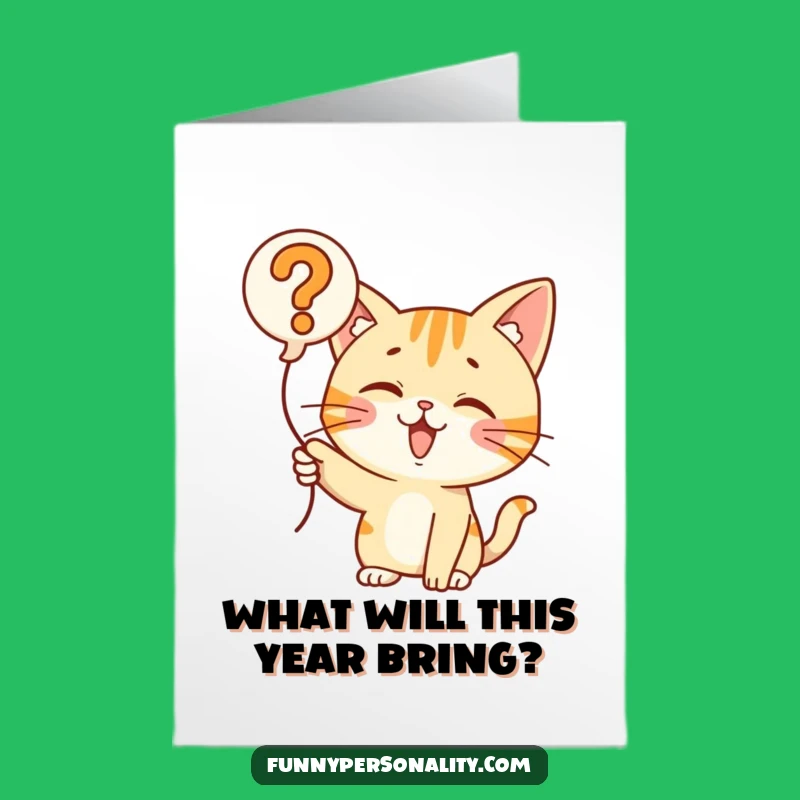 Free Printable Birthday Card: Cat Question Balloon, Funny Downloadable Surprise