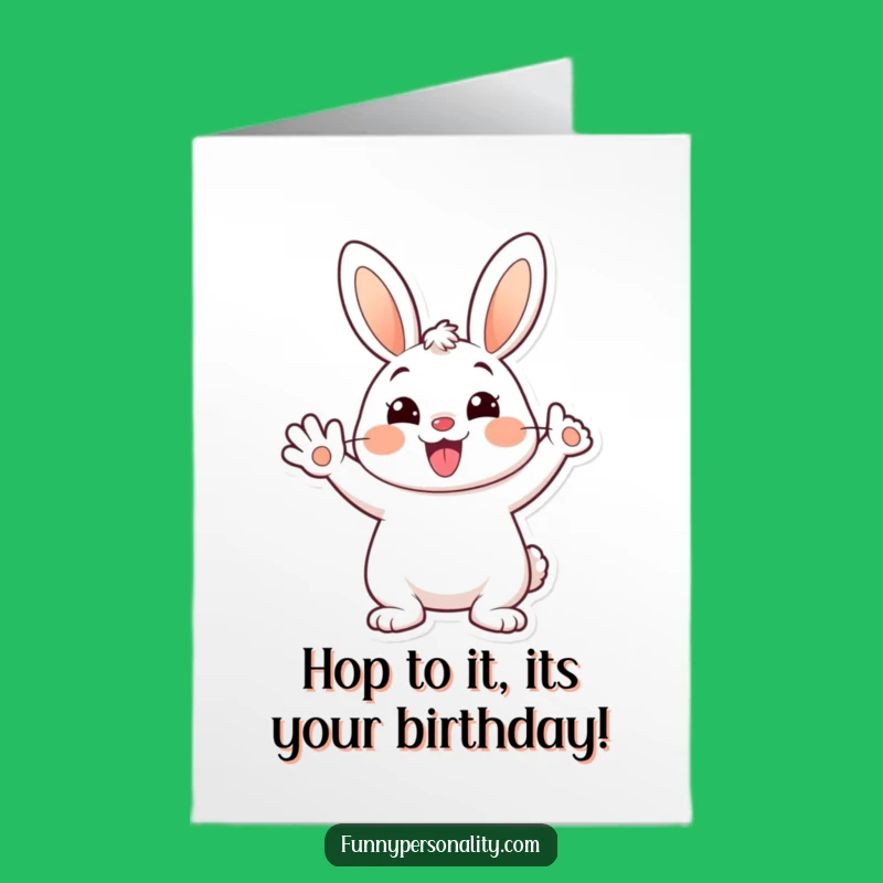 Free Printable Birthday Card: Funny Cheerful Bunny Waves, Downloadable Birthday Joy Gift