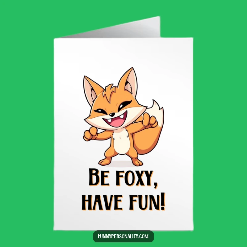 Free Printable Birthday Card: Funny Fox Hero Posing for a Dashing Celebration