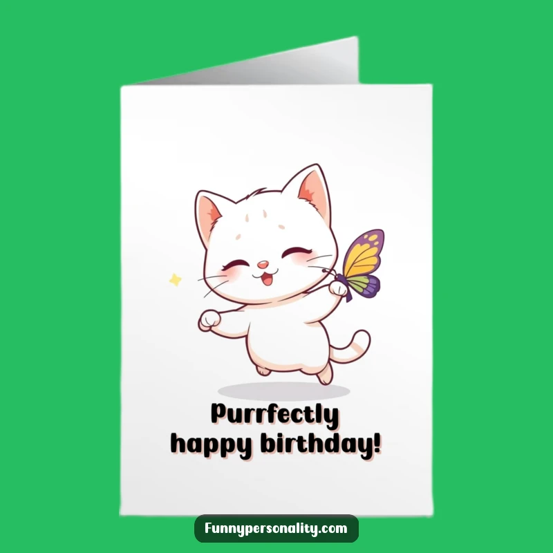 Free Printable Birthday Card: Playful Cat, Chase Joyful Moments, DIY Downloadable Gift