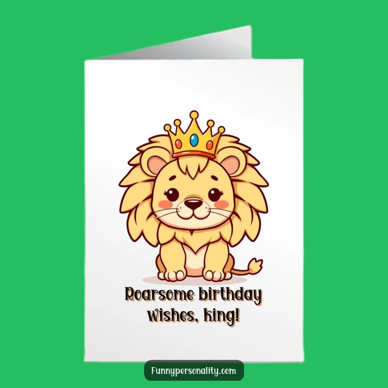 Free Printable Birthday Card: Proud Lion King Crown Funny Downloadable Gift