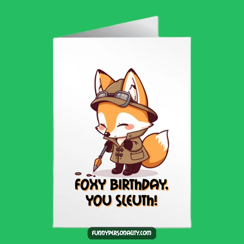 Free Printable Fox Detective Birthday Card - Funny Downloadable Mystery Gift
