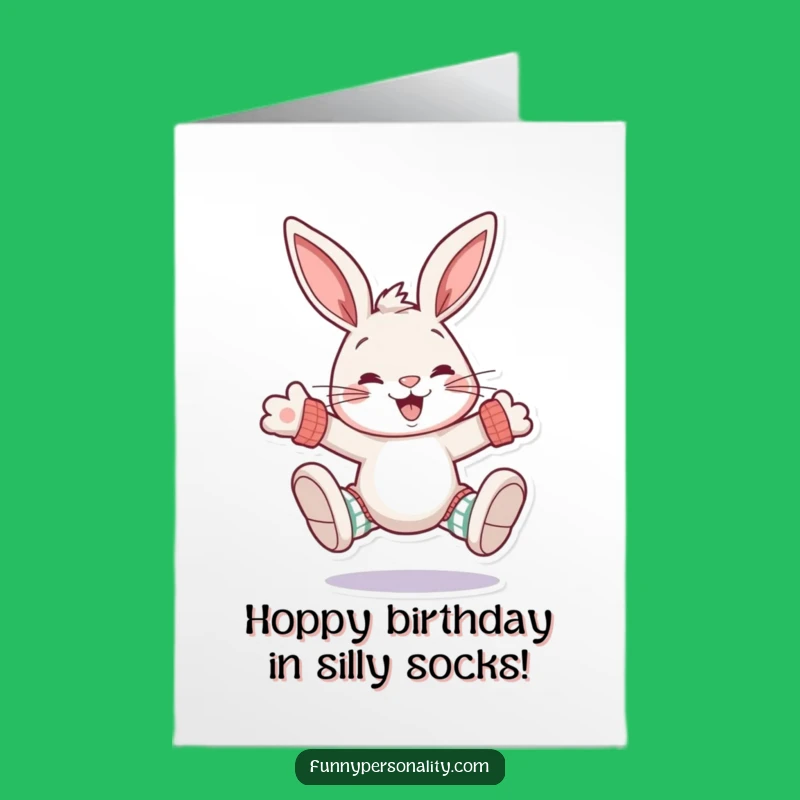 Free Printable Funny Rabbit Birthday Card - Mismatched Socks Downloadable Gift