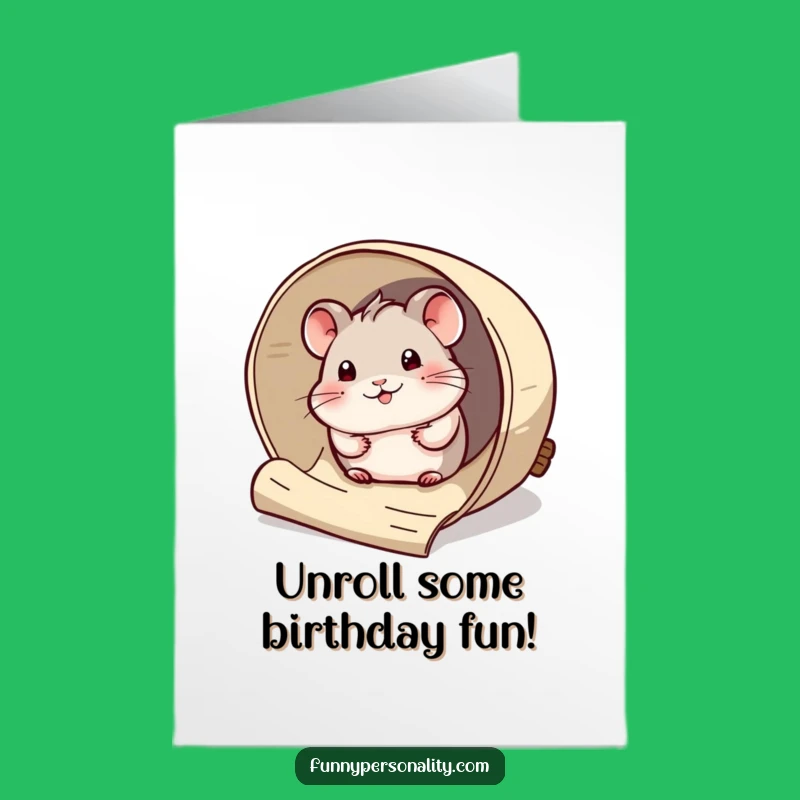 Free Printable Hamster Birthday Card: Scroll Surprise Design for Downloadable Fun