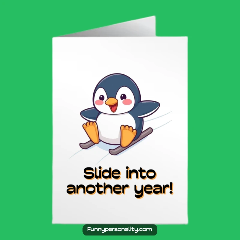 Free Printable Penguin Birthday Card: Funny Sliding Penguin Downloadable Gift