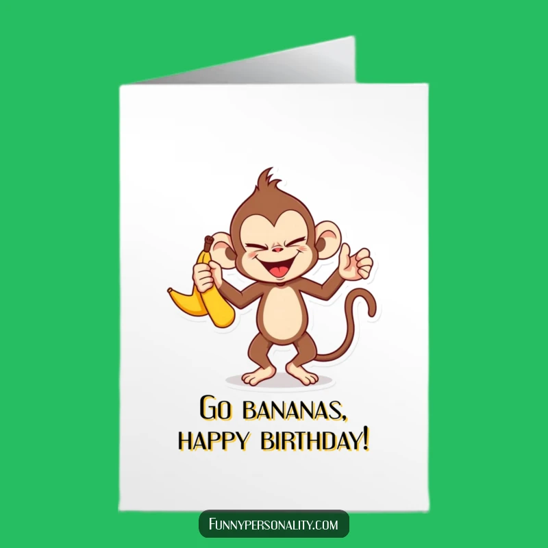 Free Printable Funny Monkey Birthday Card - Banana Juggling Downloadable Gift