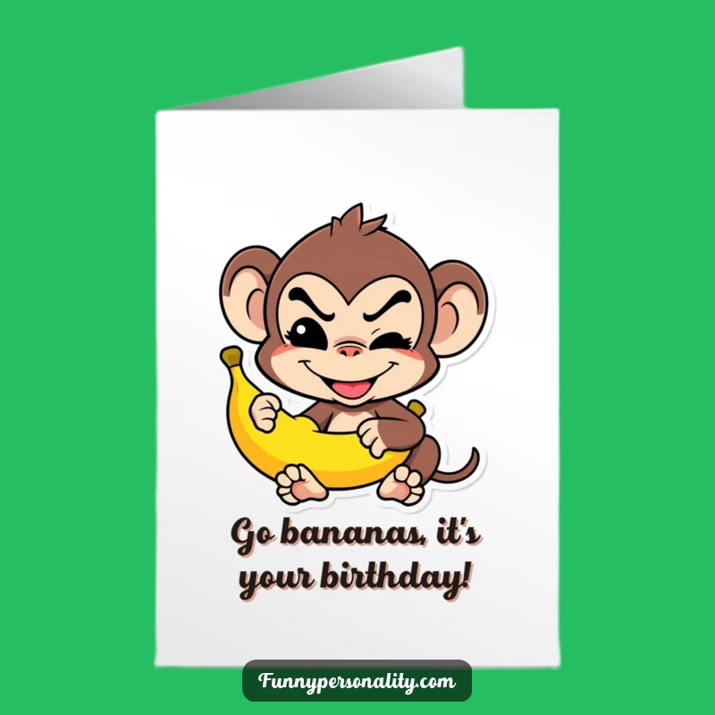 Free Printable Monkey Birthday Card: Banana Balance Design for Downloadable Fun