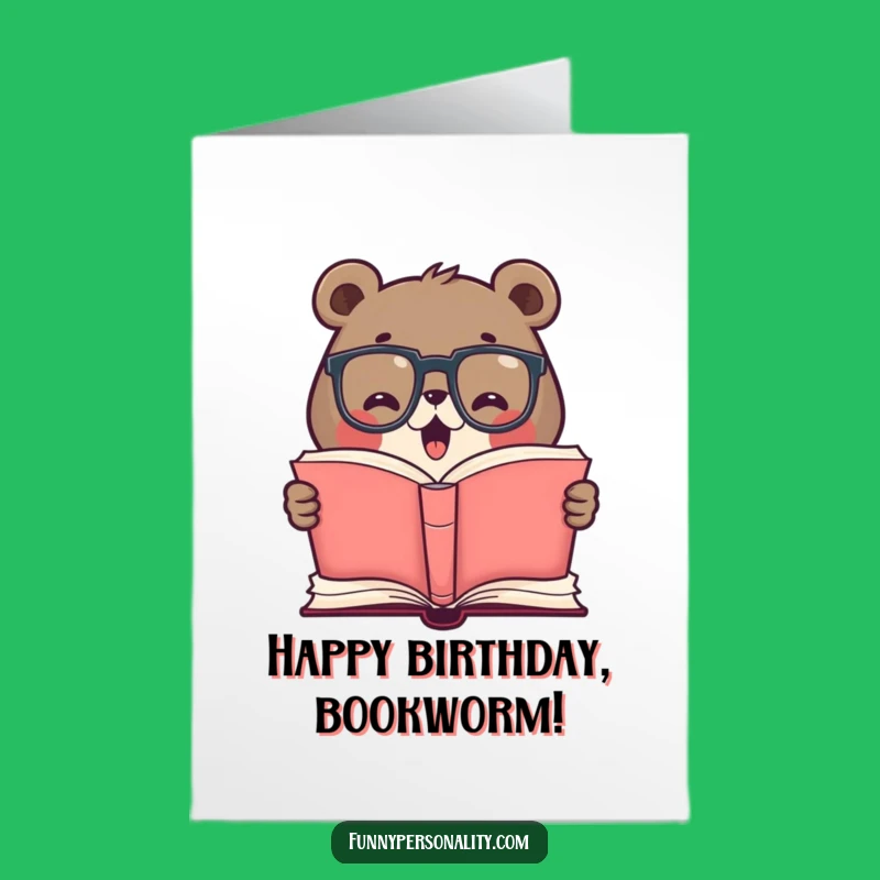 Free Printable Birthday Bear Card, Funny Downloadable Gift for Book Lovers