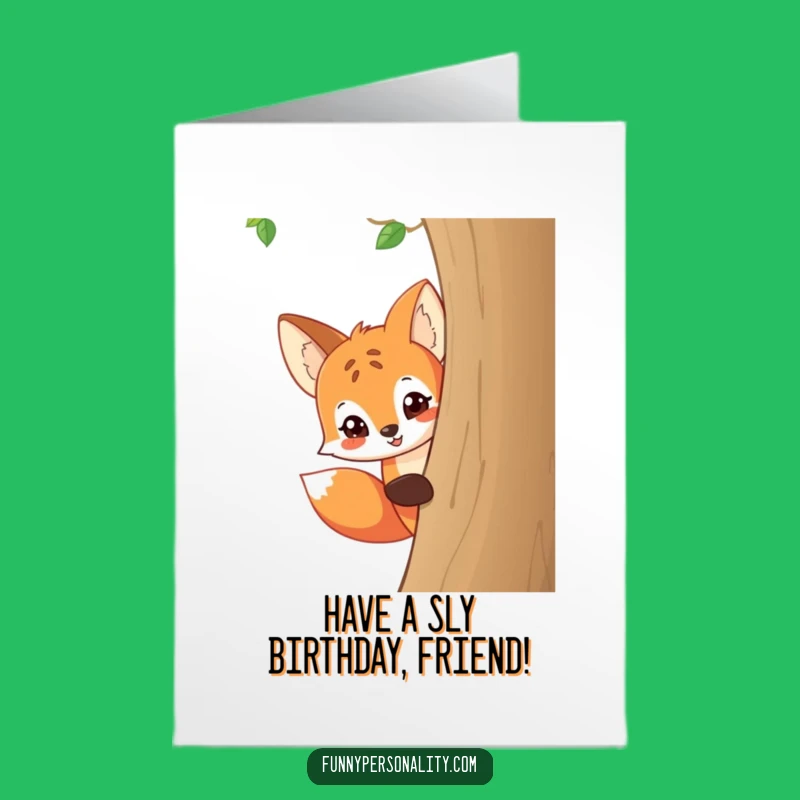 Free Printable Birthday Card: Funny Fox Peeks Mischievously, Downloadable Birthday Surprise Gift