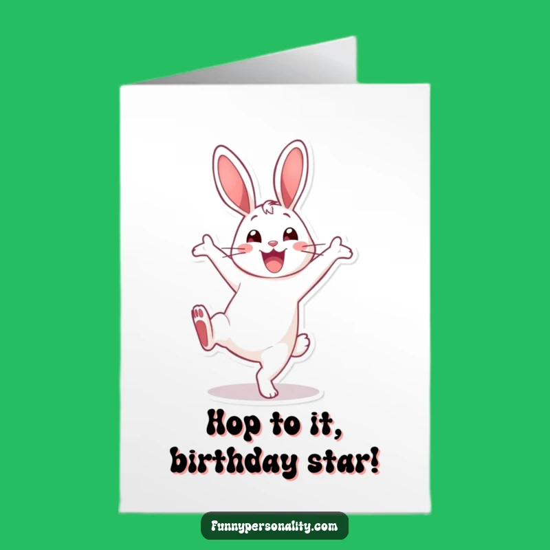 Funny Free Printable Birthday Card: Energetic Rabbit Cartwheel Downloadable for a Hilarious Gift